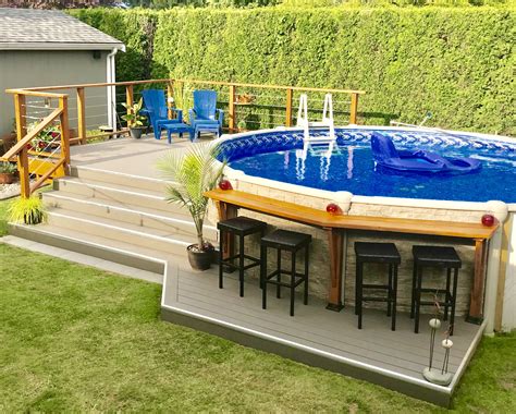 ) Use a robotic pool cleaner to brush the pool for you. . Inexpensive above ground pool deck ideas